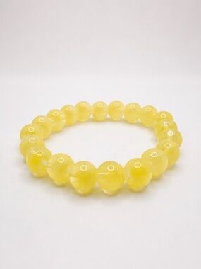 Yellow Beaded Stretch Bracelet | Frosted Glass Beads | Bright Stack